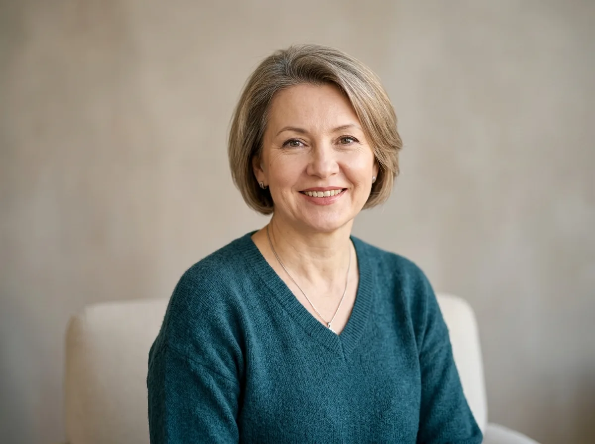 Аватар клиентки Татьяны, женщина около 50 лет, нейтральный фон